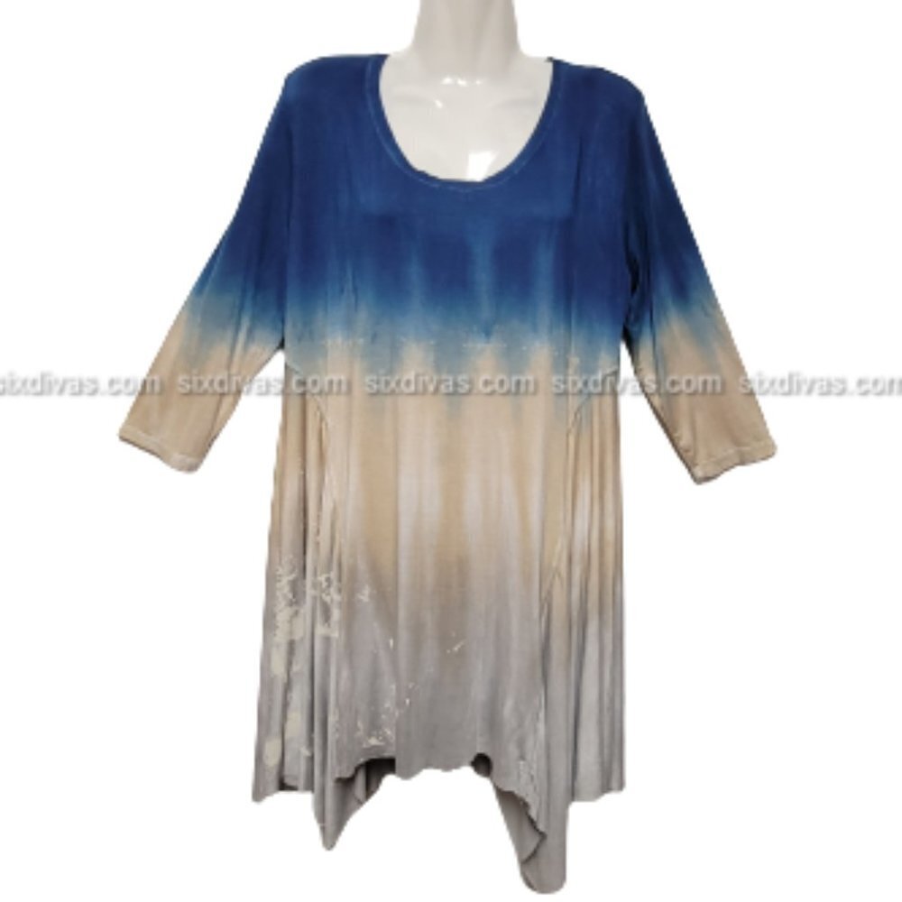 Art of Cloth Tie Dye Blue and Grey Tunic Top - Size M Size L - NWOT
